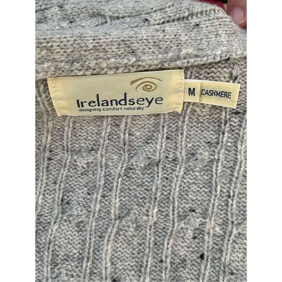 Irelandseye Gray Wool Cashmere Cardigan Sweater Irish Fisherman Size Medium Aran - Picture 6 of 10